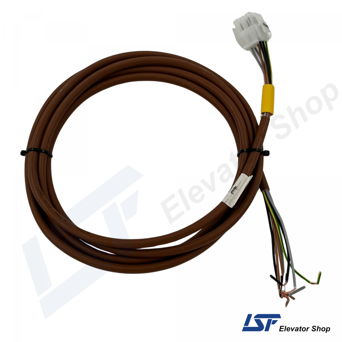 a brown cable with white connector (KBL-D3C-2 Arkel Door Contacts Cable 3m. for Elevator Systems)